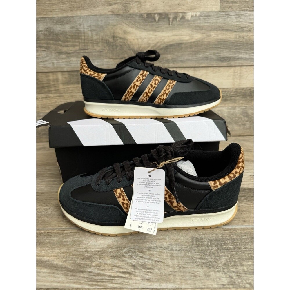 Adidas Run 70s 2.0 Black Leopard Print Women's Size 9 Running Shoes KI5790 New